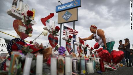 A makeshift memorial behind a Walmart store in El Paso, Texas was kept for months to honor the 23 people killed in a mass shooting on August 3, 2019.