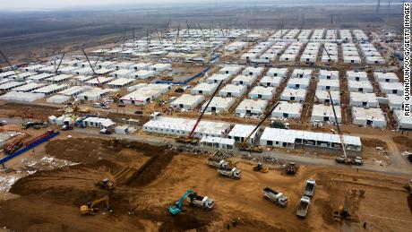 An aerial view of the construction site of the quarantine camp in Shijiazhuang, Hebei, China, on January 19.