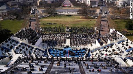 Guests and spectators attend the 59th Presidential Inauguration for President Joe Biden.