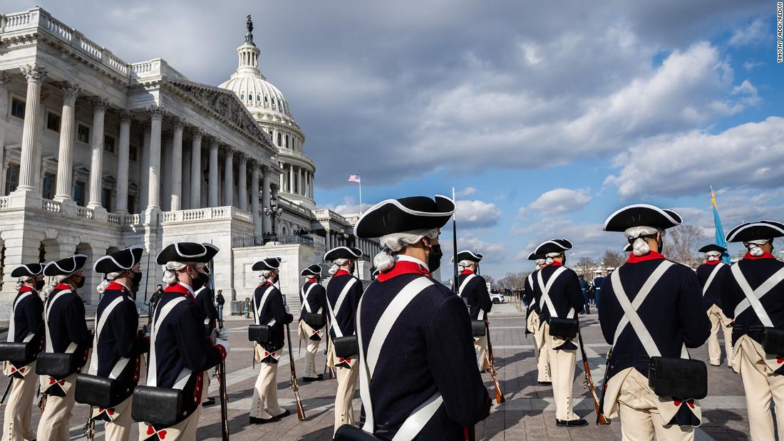 Historical military attire is worn for the &quot;pass in review,&quot; a tradition where the incoming president reviews a procession of military troops.