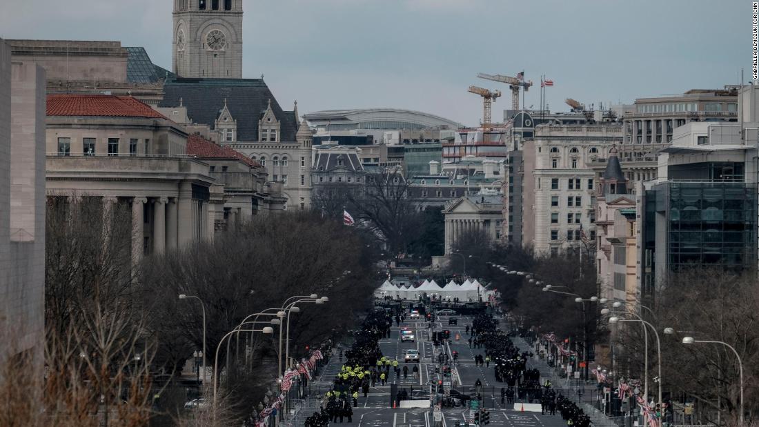 Pennsylvania Avenue is blocked by security during the inauguration.