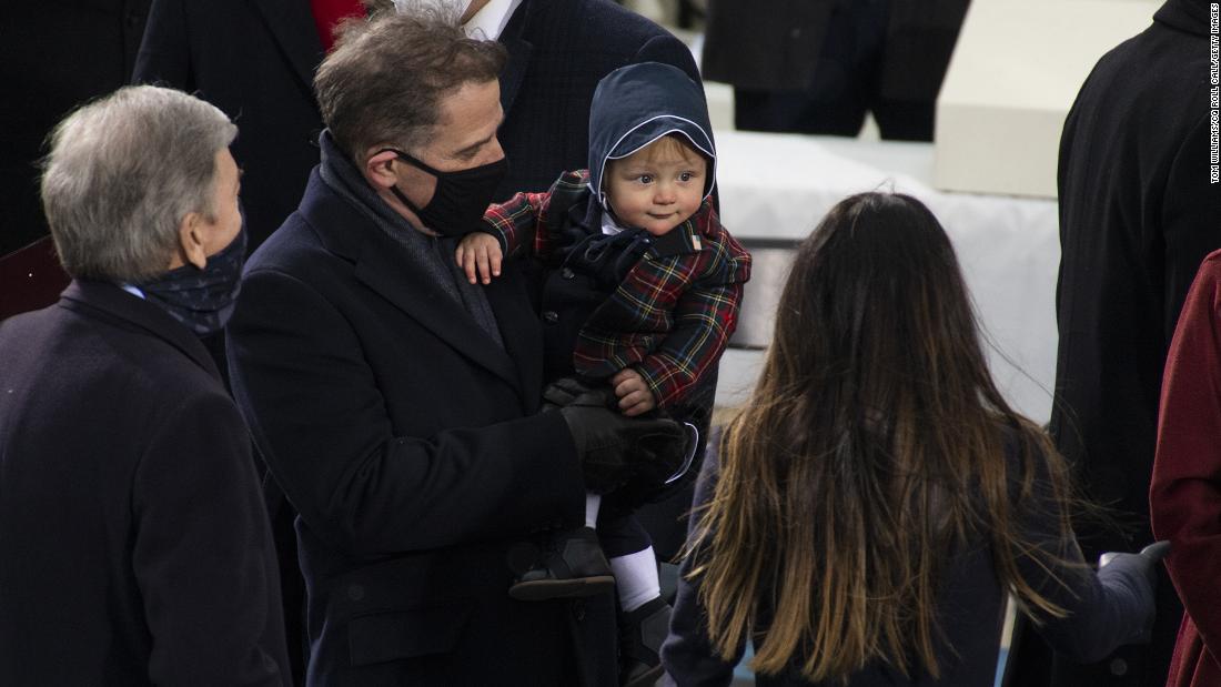 Biden&#39;s son Hunter attends the inauguration with his own son, Beau.