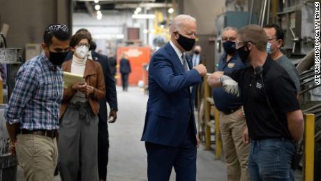 On the campaign trail Joe Biden visited with union members in an aluminum factory in Manitowoc, Wisconsin in September.