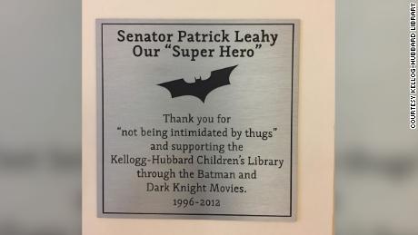 A record for Leahy hangs in the Kellogg-Hubbard Library, a public library in his hometown of Montpelier, Vermont.