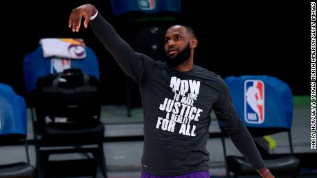 LOS ANGELES, CALIFORNIA - JANUARY 18: LeBron James #23 of the Los Angeles Lakers warms up before the game against the Golden State Warriors at Staples Center on January 18, 2021 in Los Angeles, California.  NOTE TO USER: User expressly acknowledges and agrees that, by downloading and/or using this Photograph, user is consenting to the terms and conditions of the Getty Images License Agreement. Mandatory Copyright Notice: Copyright 2021 NBAE (Photo by Harry How/Getty Images)