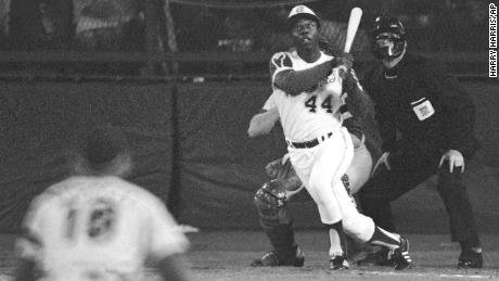 Hank Aaron hits his 715th career homer in Atlanta in on April 8, 1974.