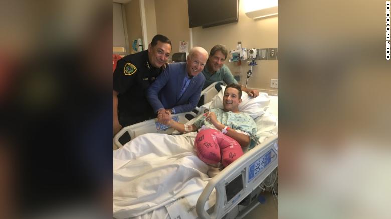 Then-candidate Joe Biden made a secret hospital visit to meet a wounded police officer