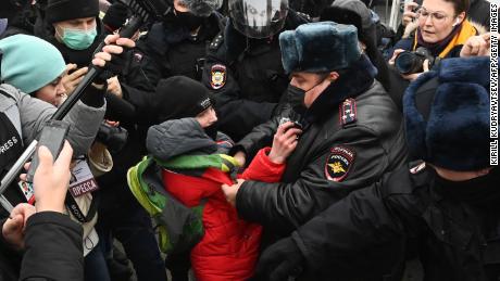 A number of people were detained during the protest in Moscow. 