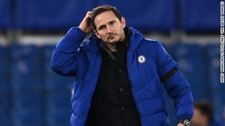 Chelsea&#39;s English head coach Frank Lampard reacts to their defeat on the pitch after the English Premier League football match between Chelsea and Manchester City at Stamford Bridge in London on January 3, 2021. - Manchester City won the game 3-1. (Photo by Andy Rain / POOL / AFP) / RESTRICTED TO EDITORIAL USE. No use with unauthorized audio, video, data, fixture lists, club/league logos or &#39;live&#39; services. Online in-match use limited to 120 images. An additional 40 images may be used in extra time. No video emulation. Social media in-match use limited to 120 images. An additional 40 images may be used in extra time. No use in betting publications, games or single club/league/player publications. /  (Photo by ANDY RAIN/POOL/AFP via Getty Images)