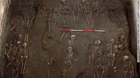 The remains of numerous people were unearthed on the site of the Hospital of St. John the Evangelist.