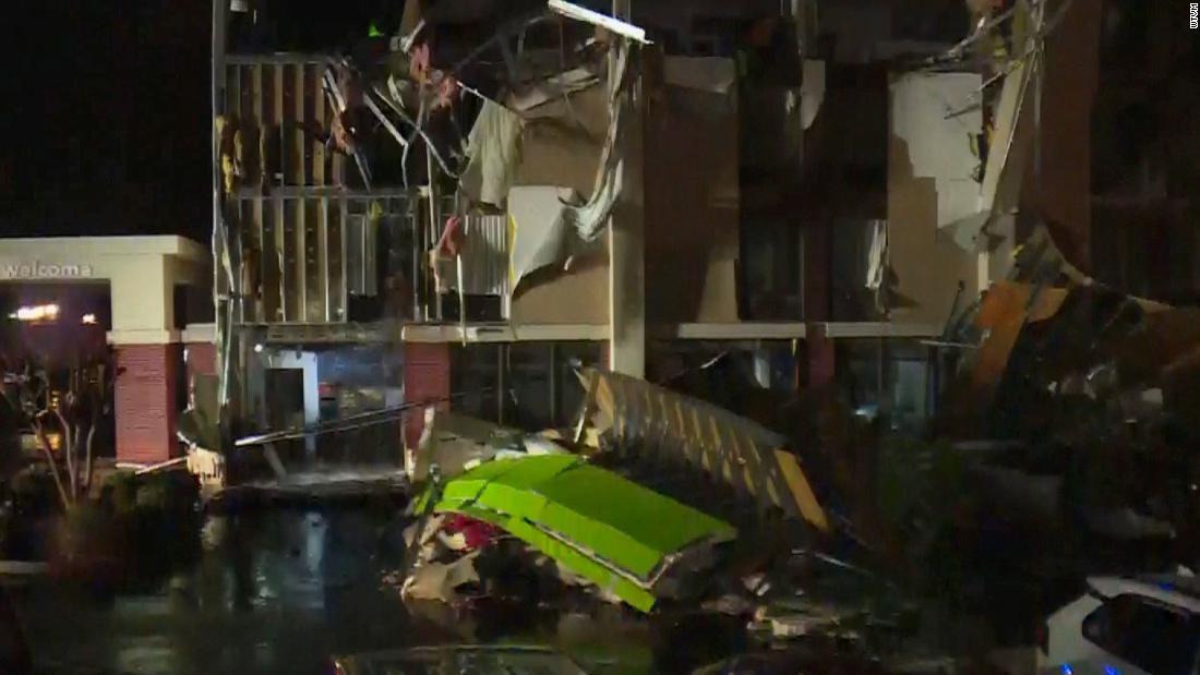 Alabama tornado: hotel suffered significant damage after tornadoes tore through Birmingham area
