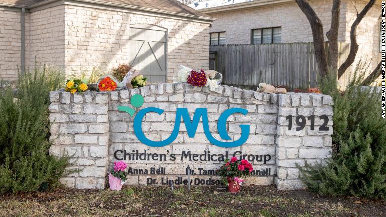 Flowers are left at Children&#39;s Medical Group on West 35th Street on January 27, 2021.
