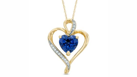 Zales Heart-Shaped Lab-Created Blue and White Sapphire Heart Pendant