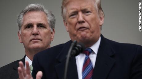 Donald Trump speaks as he is joined by House Minority Leader Rep. Kevin McCarthy on January 4, 2019 in Washington, DC.