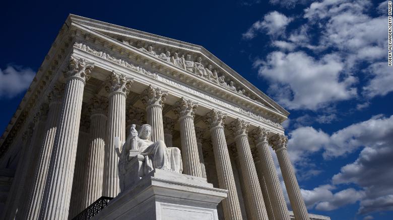 The US Supreme Court Building in Washington, DC, April 2018. 