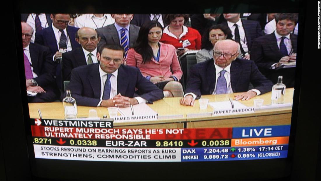 Murdoch and his son James testify before the UK Parliament in 2011. Murdoch defended News Corp.&#39;s reputation over the phone-hacking scandal at his News of the World tabloid and told them it was &quot;the most humble day of my life.&quot;