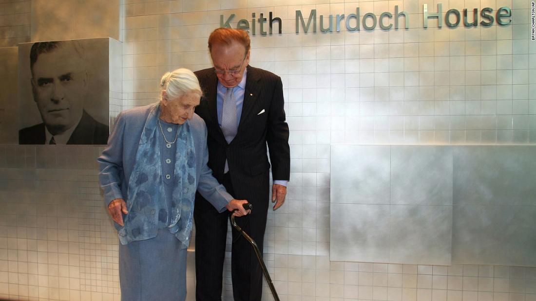 Murdoch walks alongside his mother, Elisabeth, at the opening of a new newspaper office building in Adelaide, Australia, in 2005. The building was named after his father, Keith. Murdoch&#39;s mother was a beloved philanthropist in Australia who devoted her life to charities. She died in 2012.