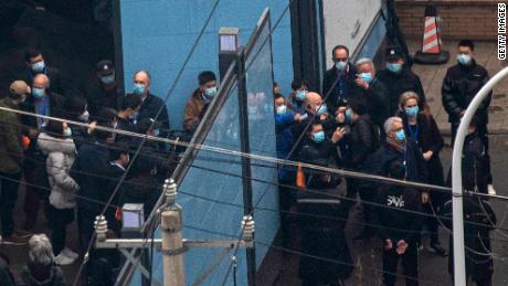 Investigating team members of the World Health Organization visit Huanan Seafood Market in Wuhan on January 31, 2021 in Wuhan, China.