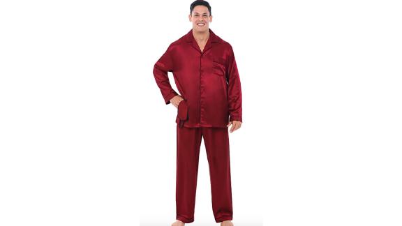 Alexander Del Rossa Button-Down Satin Pajama Set 