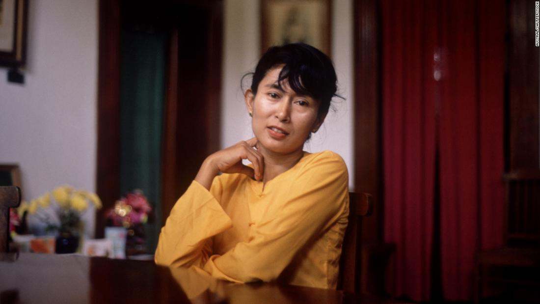 Suu Kyi poses for a photo in June 1989.