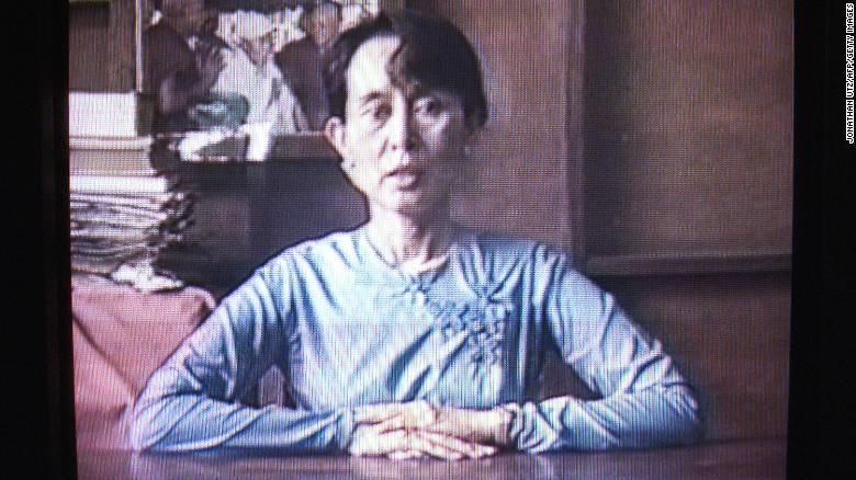 Suu Kyi, in a 1999 home video, gives her support to economic sanctions against her country as a means to affect the governing military.