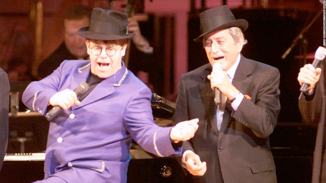 Bennett and Elton John attend the Rainforest Foundation Benefit at New York&#39;s Carnegie Hall in 1999.