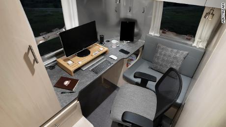 The Flying Cloud's small office converts to sleeping space at night, if needed.