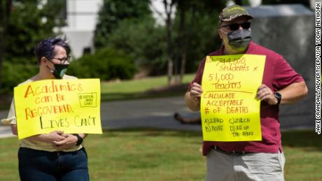 Alabama Teachers Against Covid-19 protest the reopening of schools in Montgomery, Alabama, on July 23, 2020.