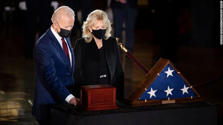 Bidens pay their respects to fallen Capitol Police Officer