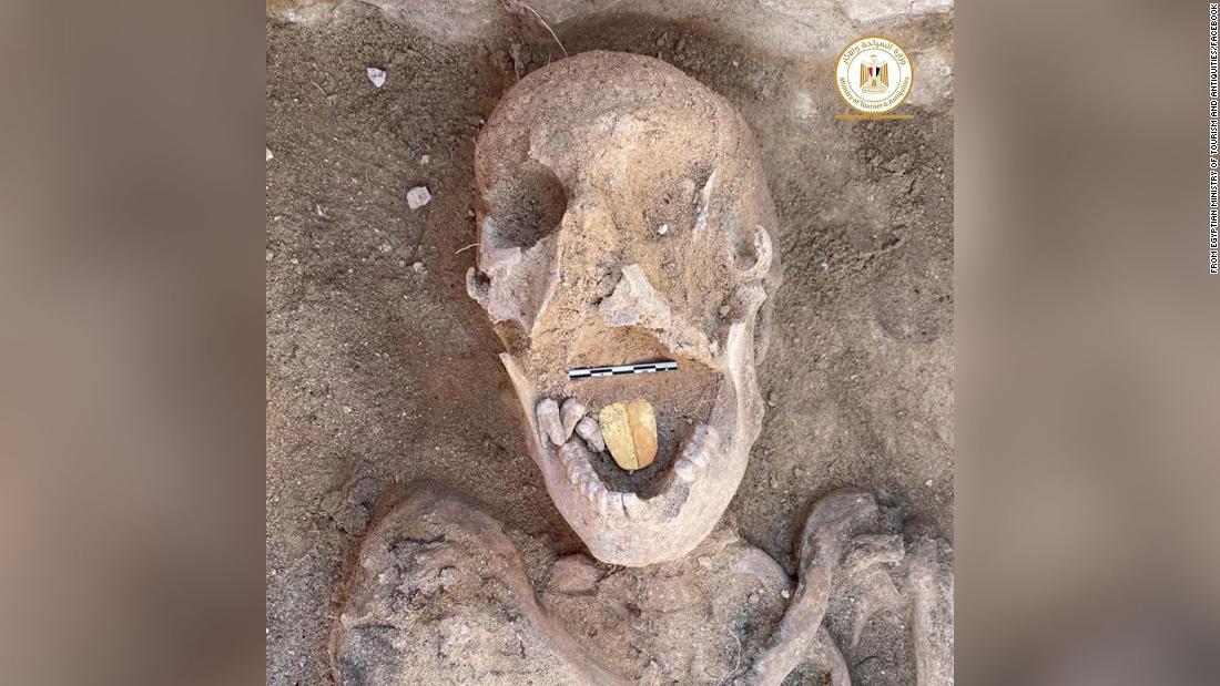 Archaeologists find Egyptian mummies with golden tongues