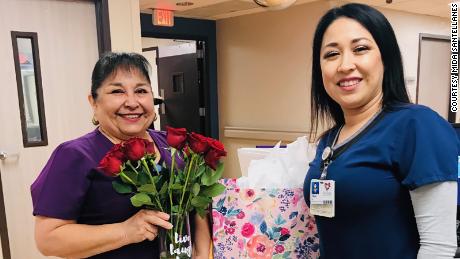 Mida Santellanes poses with her mother, Irma Santellanes, on Mother's Day in 2019. They worked at the same hospital in Del Rio, Texas, before Irma Santellanes died from Covid-19 on July 16, 2020. 