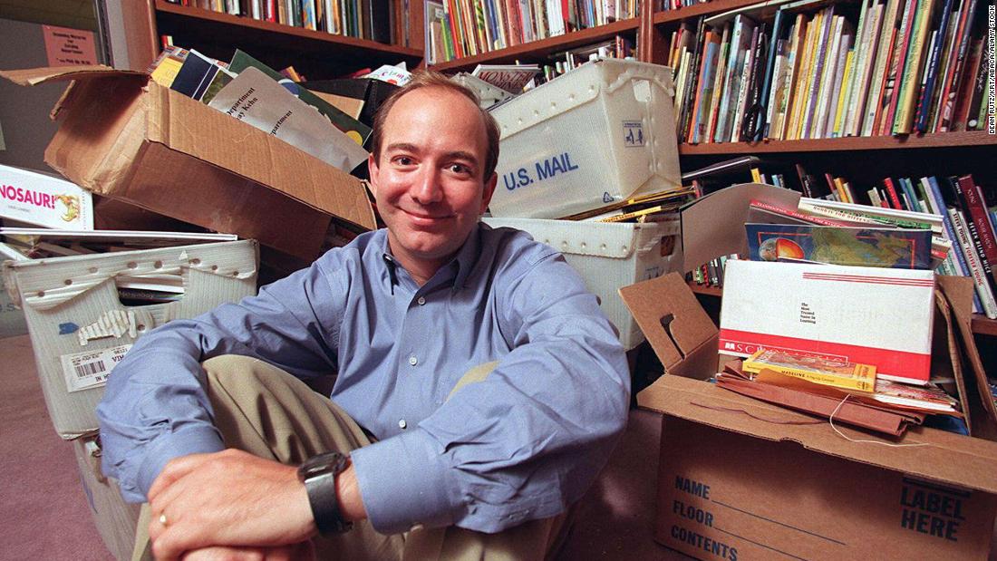 Bezos is seen in 1996, a year after he started Amazon.com. At the time it was just an online bookseller.