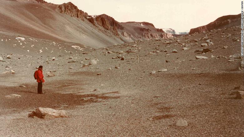 This view shows a distinctly Mars-like perspective of Wright Valley in Antarctica.