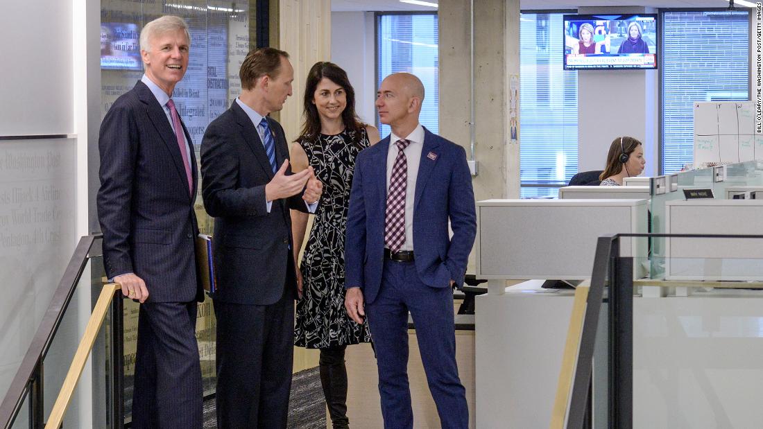 Bezos tours The Washington Post&#39;s new offices in 2016. Bezos bought the newspaper in 2013.