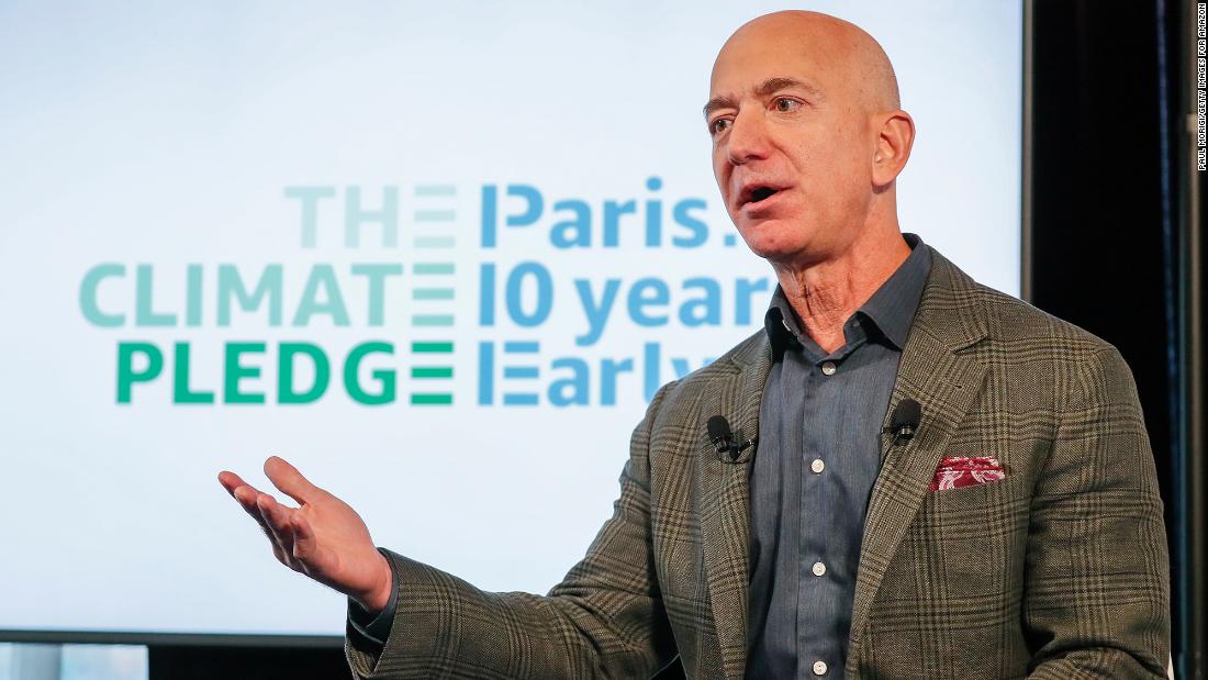 Bezos announces the co-founding of The Climate Pledge in 2019. Bezos&#39; broad plan to fight climate change includes meeting the Paris climate agreement 10 years early. That would make the company carbon-neutral by 2040. Bezos also announced that Amazon would purchase 100,000 electric vans.