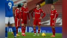Liverpool players looked dejected after Brighton & # 39; s Steven Alzate scored on Wednesday. 