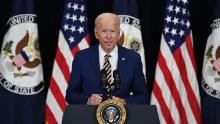 US President Joe Biden speaks to staff of the US State Department during his first visit in Washington, DC, February 4, 2021.