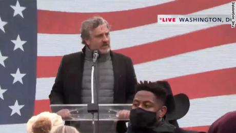 Del Bigtree, an anti-vaccine activist, speaks at &quot;MAGA Freedom Rally&quot; on January 6, 2021.