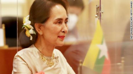 Myanmar&#39;s recently deposed State Counsellor Aung San Suu Kyi pictured at the Presidential House in Naypyidaw on September 1, 2020. 