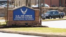 Vehicle traffic goes in and out of the U.S. Air Force Joint Base Andrews in Prince Georges County December 17, 2014 in Joint Base Andrews, Maryland. 