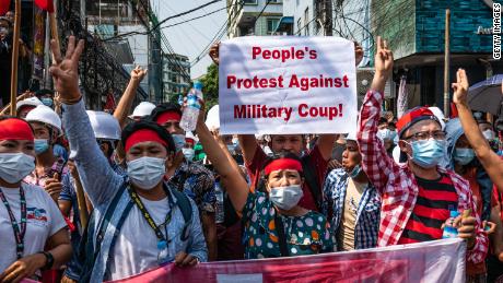 Myanmar coup protests: Thousands peacefully take to the streets to rally  against military's seizure of power - CNN Video