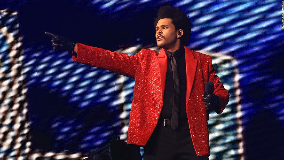 The Weeknd's red Super Bowl Givenchy jacket by was his most elaborate yet -  CNN Style