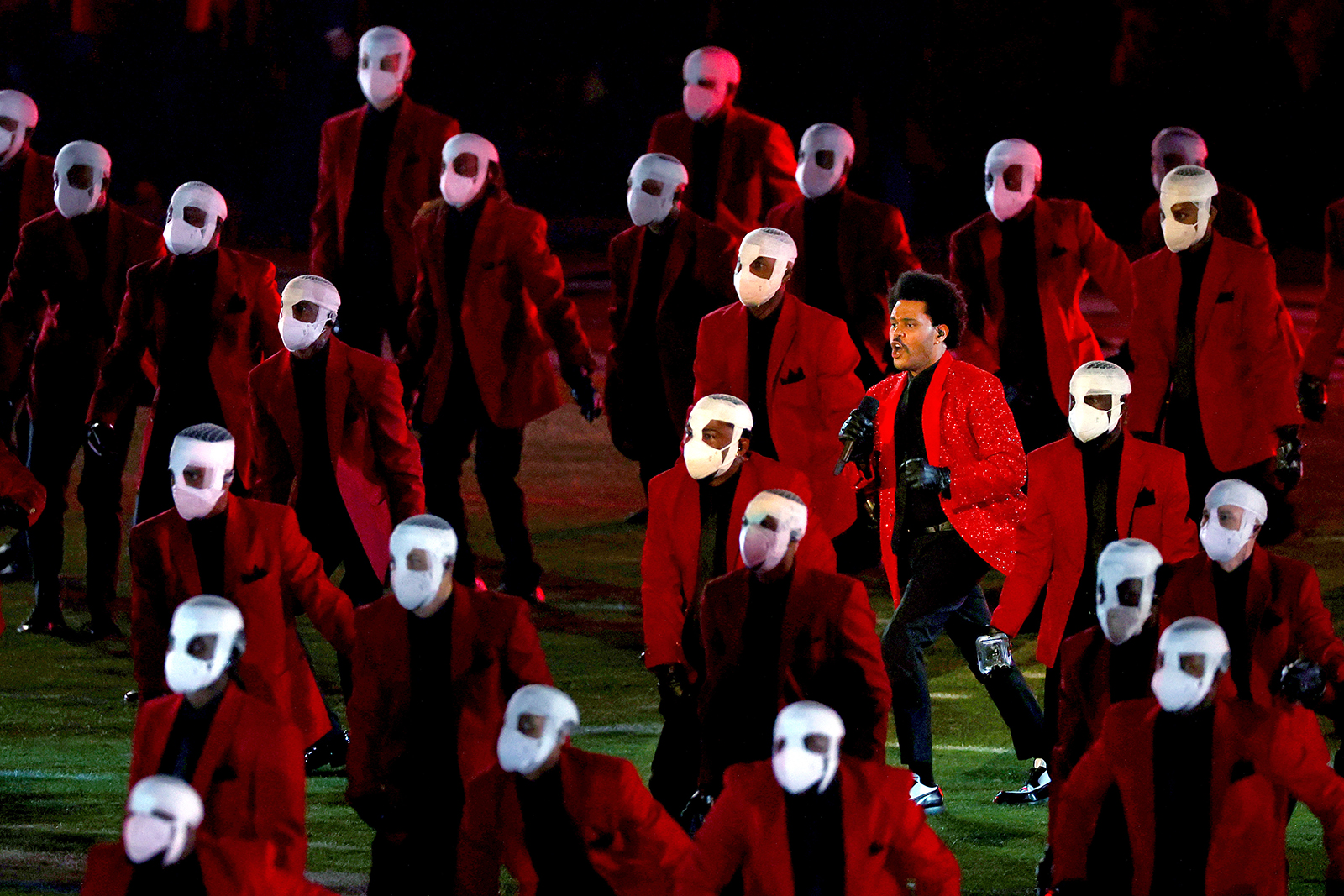 The Weeknd's red Super Bowl Givenchy jacket by was his most elaborate yet -  CNN Style