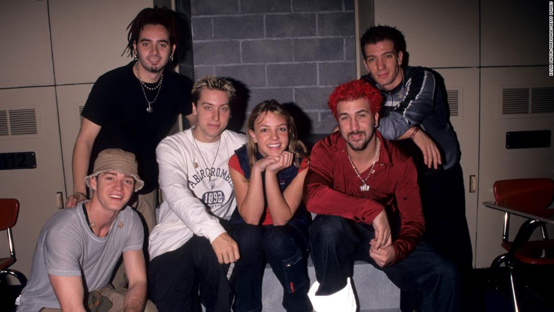 Spears poses with the boy band NSYNC, who she once toured with, in 1999. NSYNC included her former &quot;Mickey Mouse Club&quot; castmate Justin Timberlake, seen at bottom left.