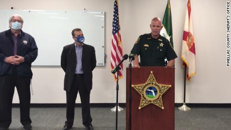 Pinellas County Sheriff Bob Gualtieri speaks at a press conference on Monday, February 8, about the attempted hacking of the city of Oldsmar&#39;s water treatment system.