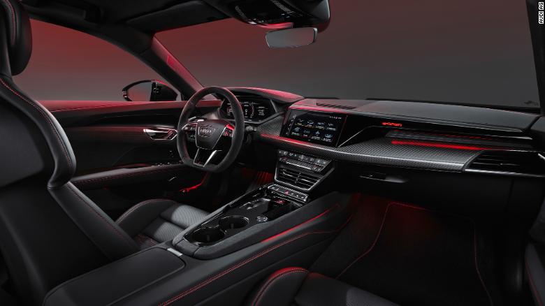 To minimize its environmental impact, the Audi E-tron GT's standard interior is made from artificial leather, but real leather is an option.