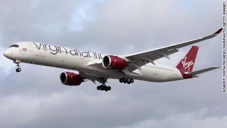 A Virgin Atlantic Airbus A350 lands at London&#39;s Heathrow Airport on October 28, 2020.