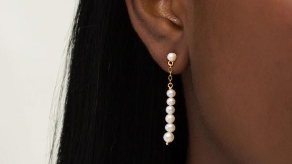 Zales Baroque Cultured Freshwater Pearl Graduated Linear Drop Earrings