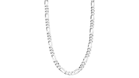 Miabella Solid 925 Sterling Silver Figaro Link Chain Necklace