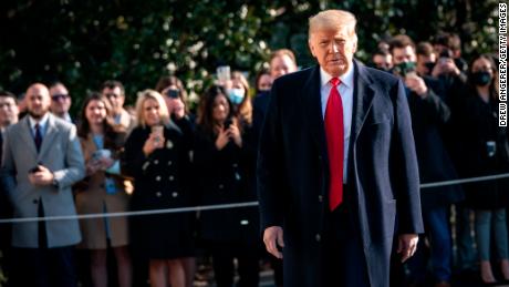 WASHINGTON, DC - JANUARY 12: U.S. President Donald Trump turns to reporters as he exits the White House to walk toward Marine One on the South Lawn on January 12, 2021 in Washington, DC. Following last week&#39;s deadly pro-Trump riot on Capitol Hill, President Trump is making his first public appearance with a trip to the border town of Alamo, Texas to view the partial construction of the wall along the U.S.-Mexico border. (Photo by Drew Angerer/Getty Images)